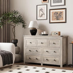 Dresser for Bedroom with 7 Drawers, Farmhouse Wood Chest of Drawers, Wide TV - Image 2