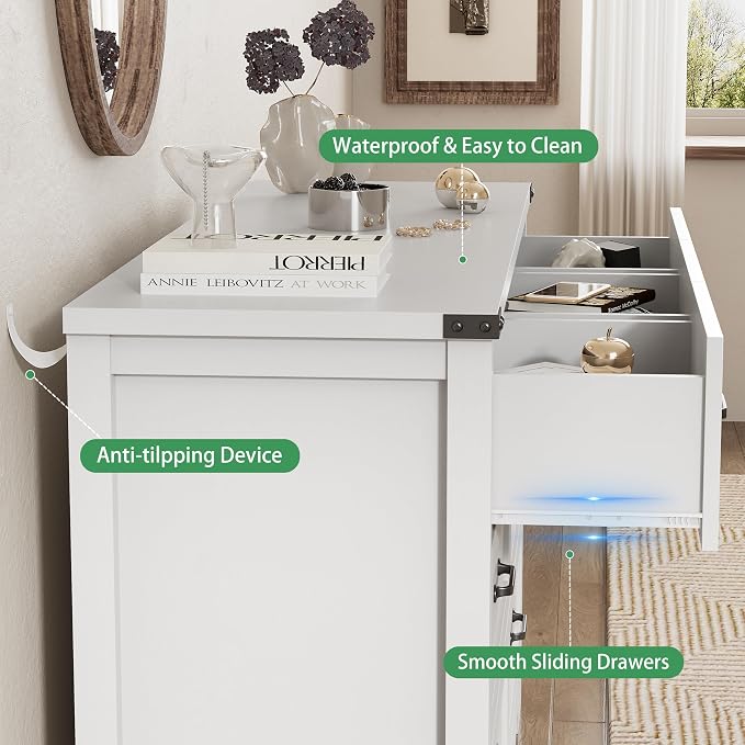 Dresser for Bedroom with 7 Drawers, Wood Dresser TV Stand, Wooden Closet - Image 6