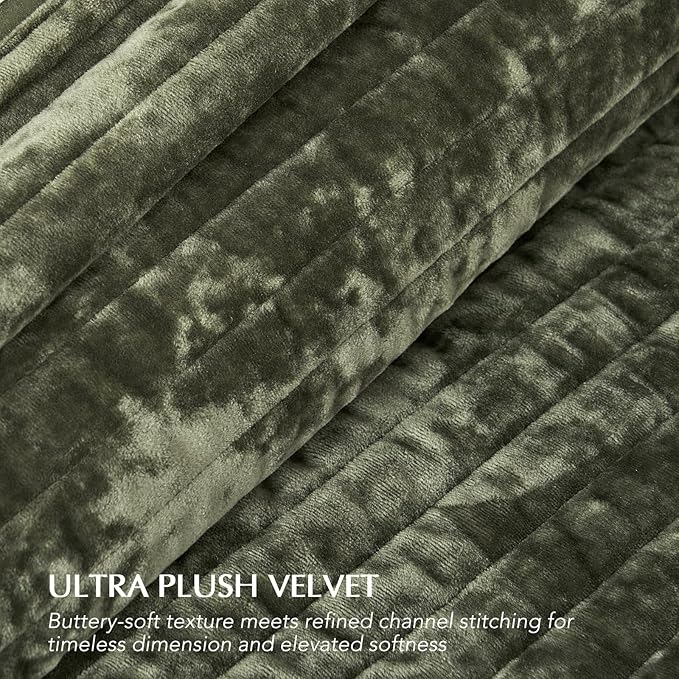 EVERGRACE Velvet Quilt Set California King 118'' x 106'', Luxurious Soft - Image 5
