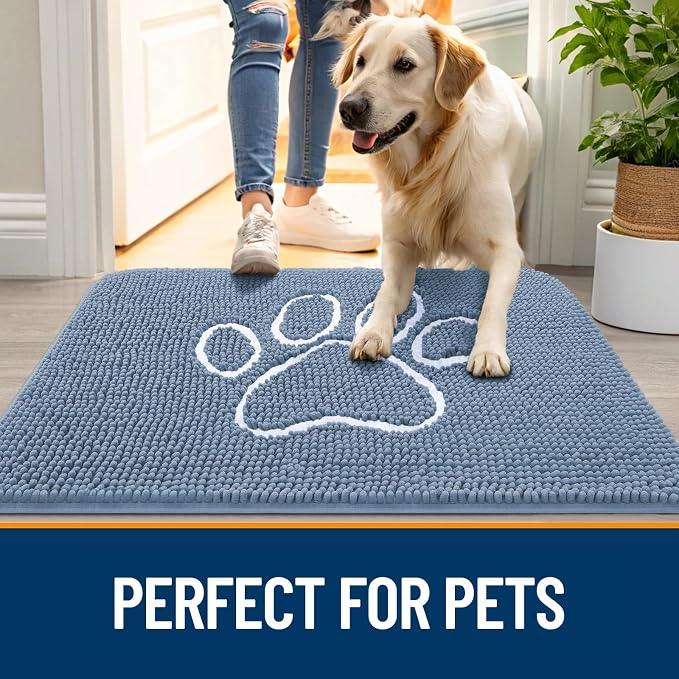 OLANLY Dog Door Mat for Muddy Paws 24x16, Paw Print Design, Absorbs Moisture - Image 6