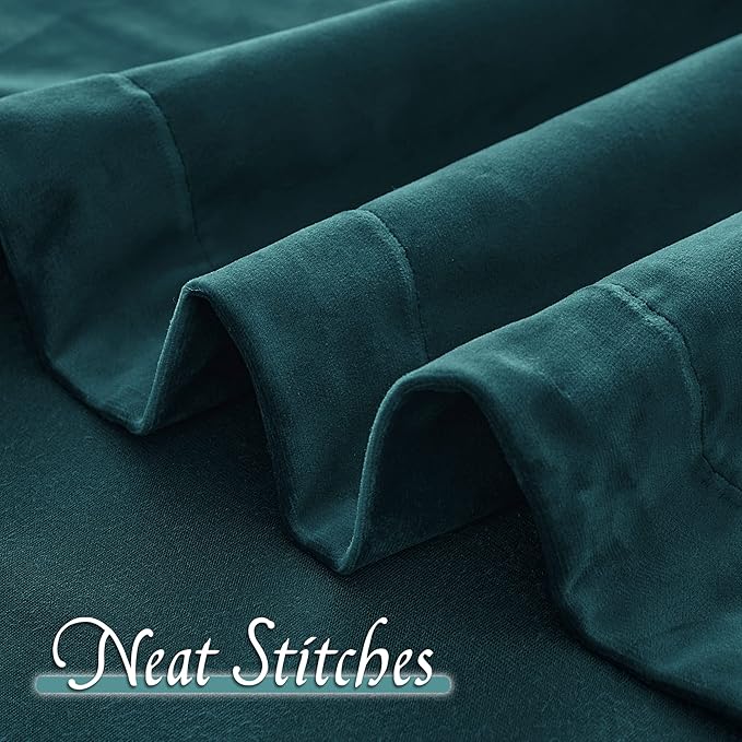 RYB HOME Velvet Curtains 102 inches Long, Back Tab Room Darkening Noise - Image 5