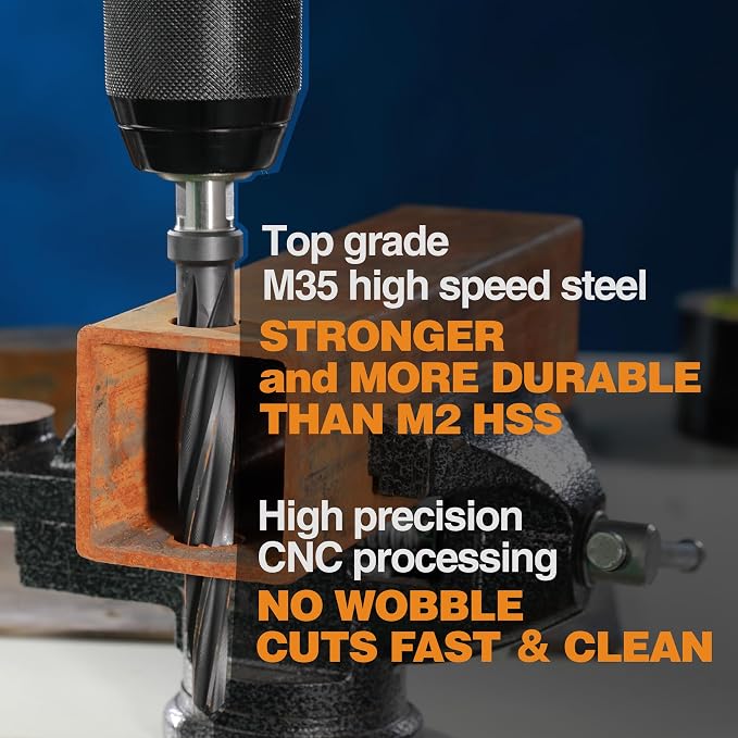 3/8" Bridge/Construction Reamer, M35 HSS Taper Chucking Reamer Drill Bit - Image 2