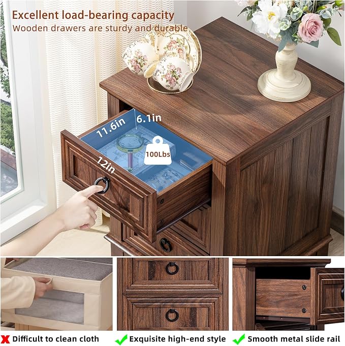 Farmhouse Night Stand Set of 2, Dresser - Image 5