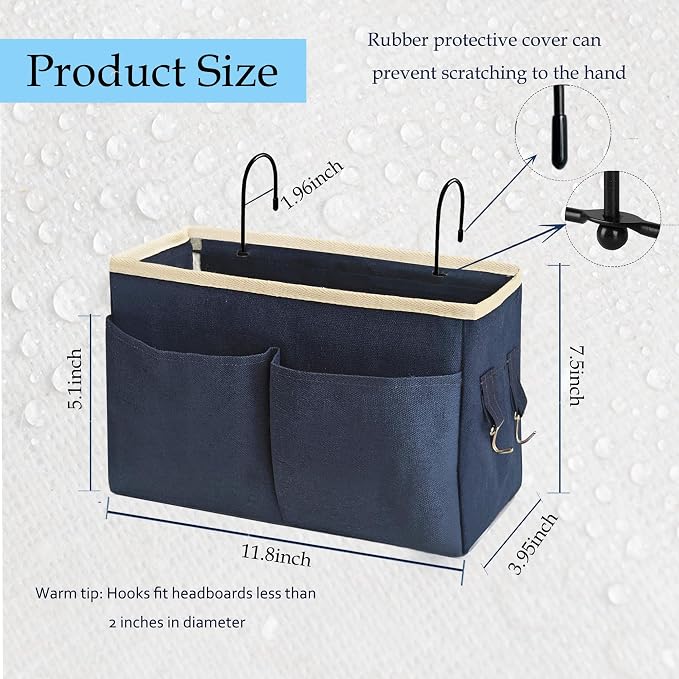 Someteth Bedside Caddy Bedside Hanging Storage Basket Multi-Function Organizer - Image 2