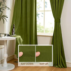 StangH Olive Green Velvet Curtains Light Blocking Bedroom Window Drapes Privacy - Image 4