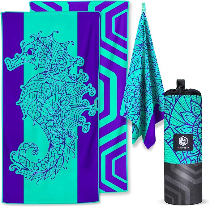 VENTURE 4TH Microfiber Beach Towel: Quick-Dry, Sandproof and Lightweight by VENTURE4TH