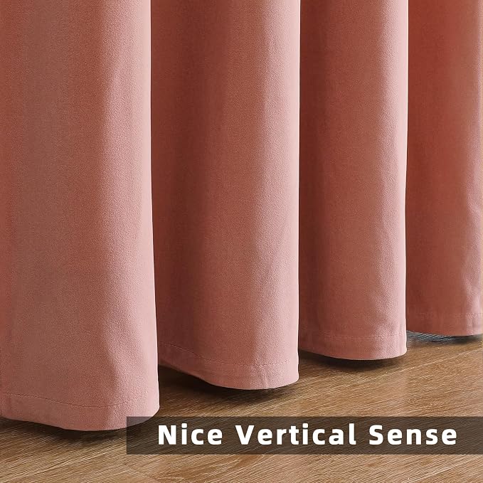 Joydeco Pink Velvet Curtains 63 inch Length 2 Panels, Luxury Blackout Rod - Image 7