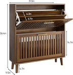 Vibe & Dine Shoe Cabinet with 2 Flip Drawers, Narrow Shoe Organizer with Gold - Image 2
