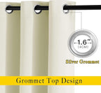 NICETOWN Room Darkening Beige Curtains 102 inches Long 2 Panels, Grommet - Image 2