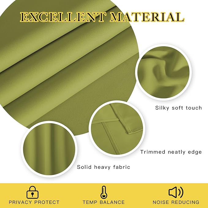 NICETOWN Fresh Green Blackout Curtains 72 inches Long, Grommet Privacy Window - Image 2