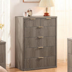LEYAOYAO Fluted Dressers & Nightstand Set of 4, Wood 48" Wide Dresser & 42" - Image 2