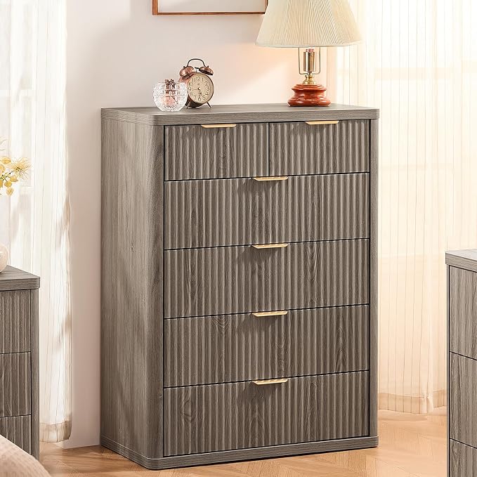 LEYAOYAO Fluted Dressers & Nightstand Set of 4, Wood 48" Wide Dresser & 42" - Image 2