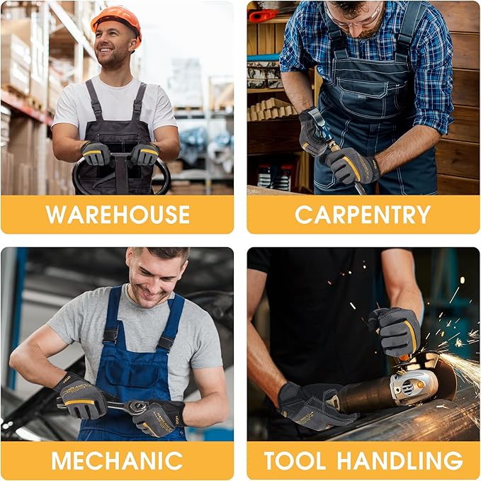 HANDLANDY Work Gloves for Men & Women, Utility Mechanic Working Gloves Touch - Image 6