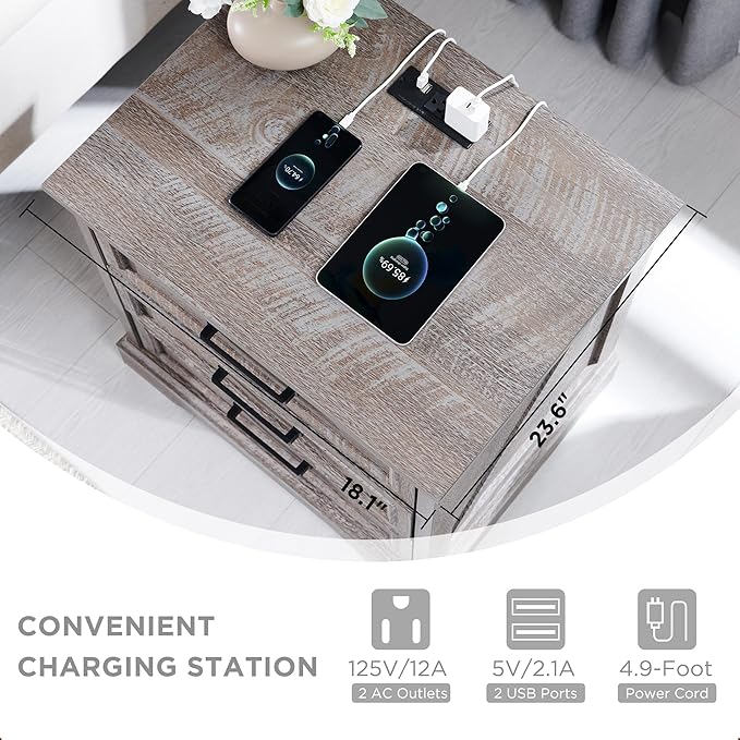 ACCOHOHO Farmhouse Nightstand - Image 5