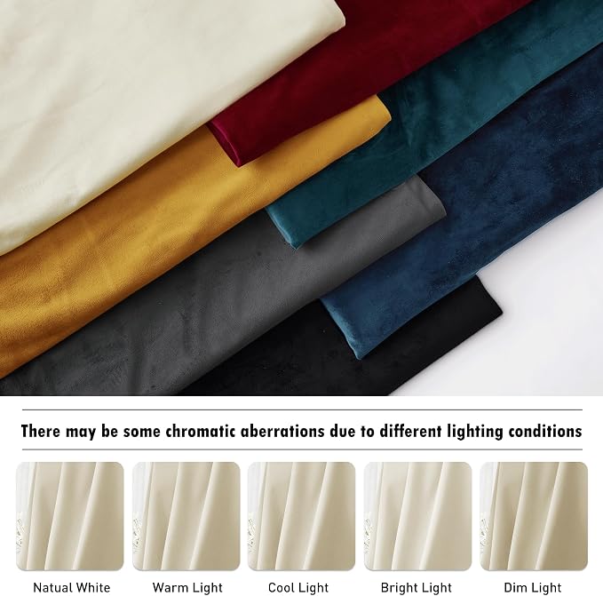 RYB HOME Beige Velvet Curtains 102 inches, Back Tab Soft Fabric Room Darkening - Image 7