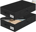 Under Bed Storage Container Bins 2 Pack, Low Profile Foldable Underbed Clothes by KUKIKAN