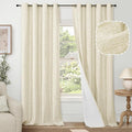 Cream Blackout Curtains for Living Room 90 Inch Length 2 Panels Set, Thermal by Lajode