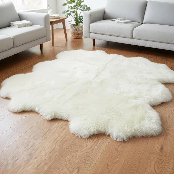 Premium Genuine Super-Soft Sheepskin Rug Large Six Pelt Natural Non-Dyed Fur - Image 9