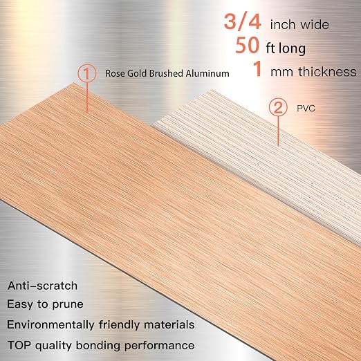 GSCIT Club Rose Gold Edge Banding, 3/4 Inch x 50ft Aluminum Brushed Edge - Image 2