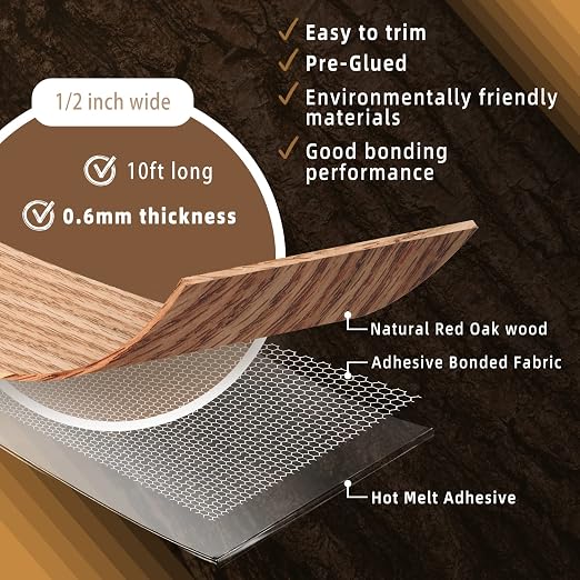GSCIT Club Red Oak Edge Banding, 1/2 inch x 10ft roll of Veneer Edge Banding - Image 2