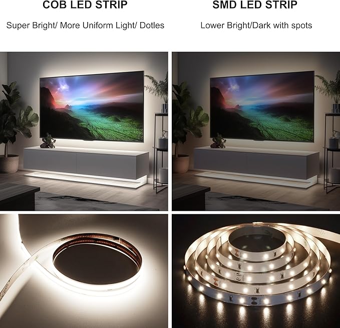 White COB LED Strip Lights 32.8ft, 6500K Dimmable Ultra Bright Daylight White - Image 2