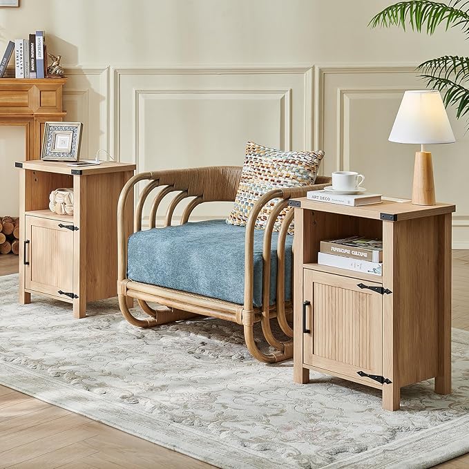 Joaxswe Boho Fluted Nightstand for Bedroom, Modern Accent Bedside Tables - Image 5