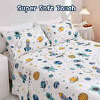 JSD Blue Astronaut Kids Sheet Set Full Size, 4 Piece Space Rocket Printed - Image 6