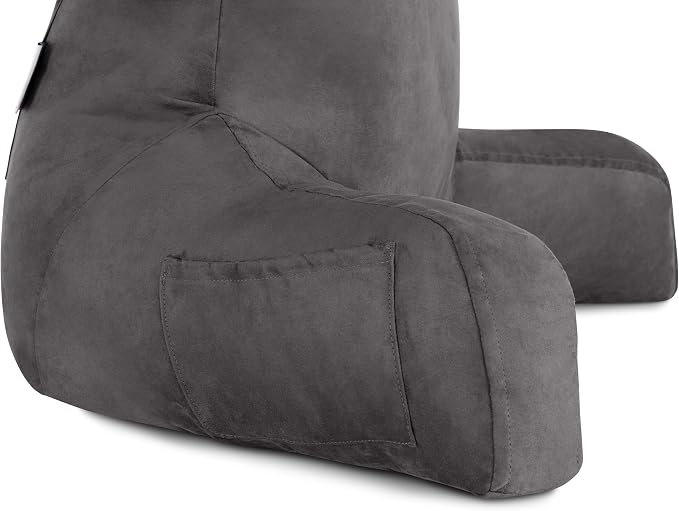 Husband Pillow Aspen Iron Grey, Reading Pillow Bed Rest Chair, Two-Sided - Image 8