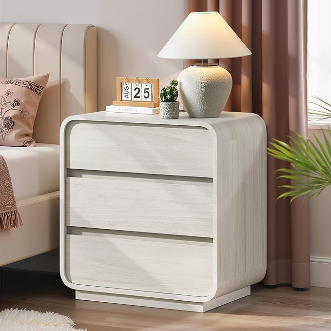 White Nightstand Set of 2 with Charging Station, 23.2" Wide Wood Night Stand - Image 8