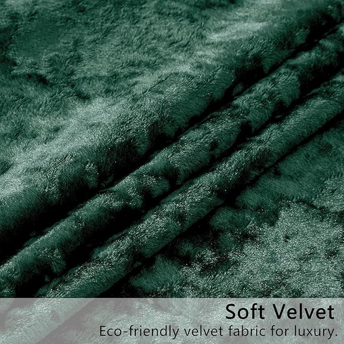 SMILETIME Forest Green Crushed Velvet Curtains 52x108 inch Luxurious Thermal - Image 6