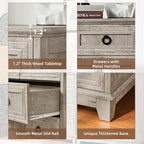 Farmhouse 5 Drawer Dresser for Bedroom, 33.2" Tall Small Dressers & Chest of - Image 3
