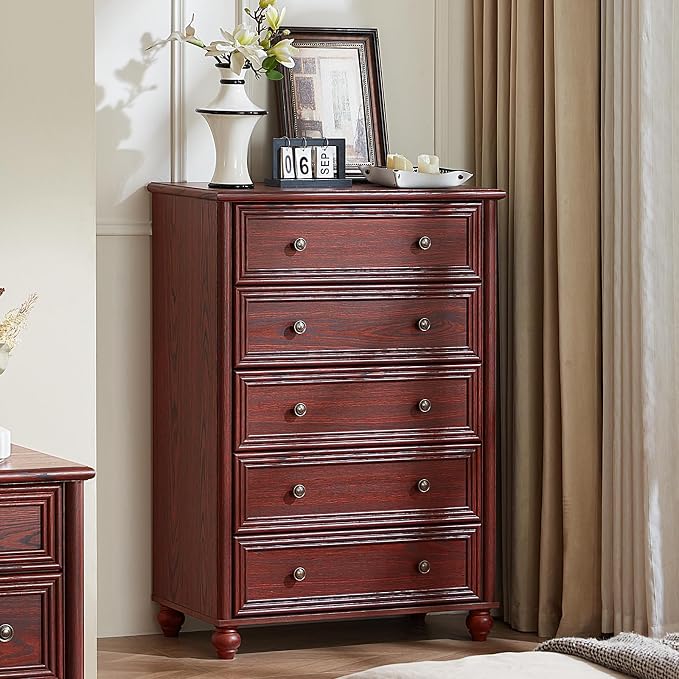 Farmhouse 5 Drawers Dresser for Bedroom, Wood 45" Tall Dressers Chest of Drawers - Image 7