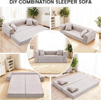 78.5" Convertible Sleeper Sofa Bed, Faux Leather Folding Floor Sofa - Image 7