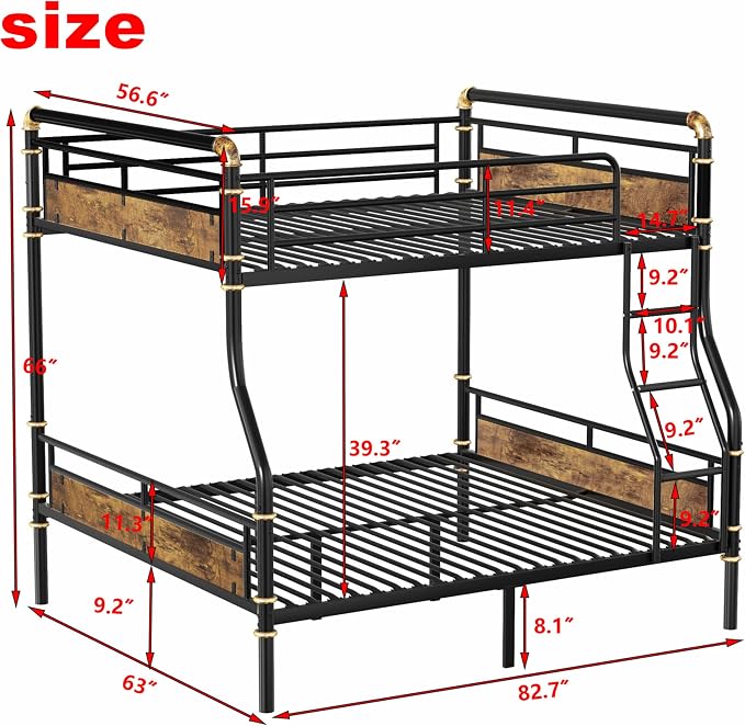 Upgraded Version Thicken Metal Heavy-Duty Full XL Over Queen Bunk Bed, Best - Image 2