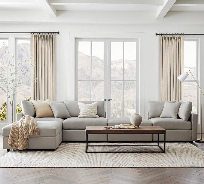 Topfinel Extral Wide Curtains, Cream Pinch Pleated 100% Blackout Linen Luxury - Image 9