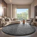Ophanie Round Rug 7Ft Grey Circle Area Rugs, Large Fluffy Fuzzy Living Room by Ophanie