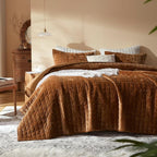 LEAONME Velvet Quilt Oversized California King-120''x120'', Lightweight Caramel by LEAONME