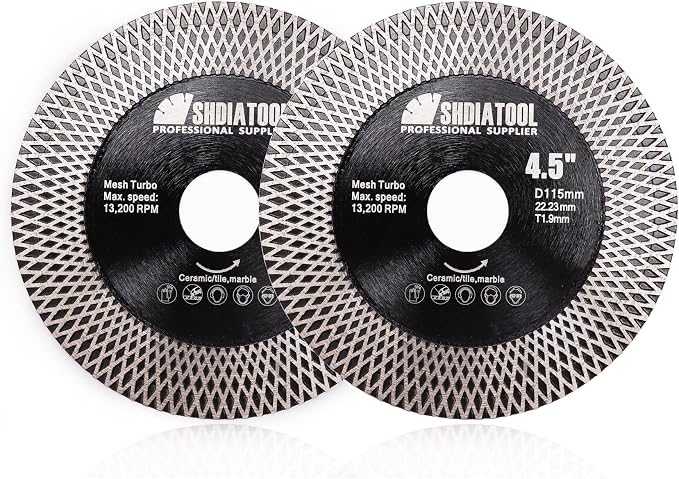 SHDIATOOL 2Pcs Porcelain Tile Diamond Saw Blades Diameter 4.5 Inches x 7/8 inch by SHDIATOOL