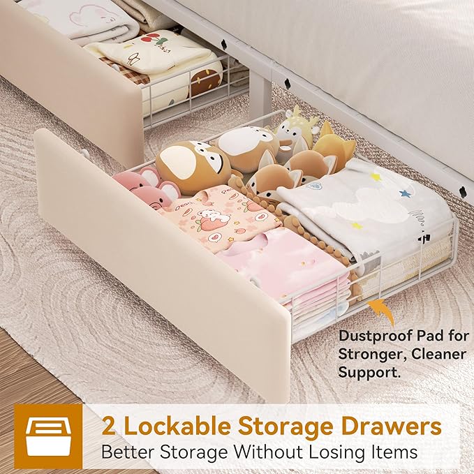 Twin Upholstered LED Bed Frame - Image 4