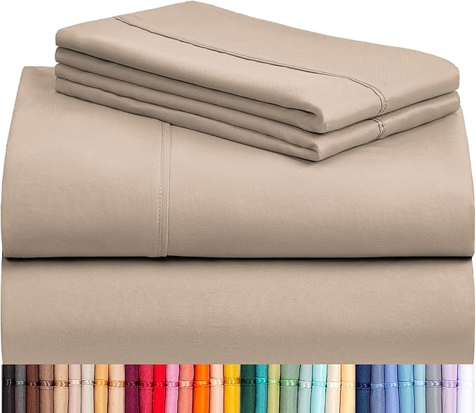 LuxClub 4 PC Queen Sheet Set, Deep Pockets Wrinkle Free Cooling Bed Sheets by LuxClub