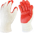 SAVER Non-Slip Red Work Gloves for Construction Latex Rubber Palm Coated by BladeDepot
