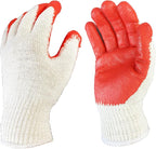 SAVER Non-Slip Red Work Gloves for Construction Latex Rubber Palm Coated by BladeDepot