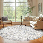 jinchan Kalen Round Rug 8ft Area Rug Washable Vintage Indoor Retro Accent Floor - Image 4