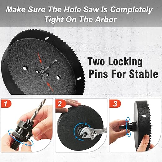 6-1/8 Inch Hole Saw with 1/2" Hex Shank Quick Change Arbor, JTemgle Bi-Metal - Image 6
