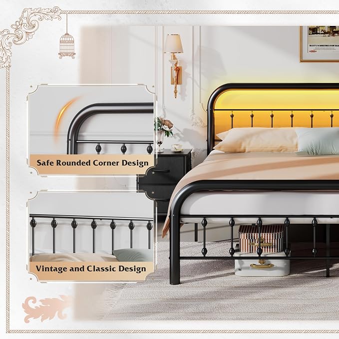 WLIVE Metal Platform Bed Frame, King Size Bed Frame - Image 4