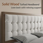 Jocisland Wood Full Size Bed Frame, Tall Upholstered Tufted Headboard, Solid - Image 5