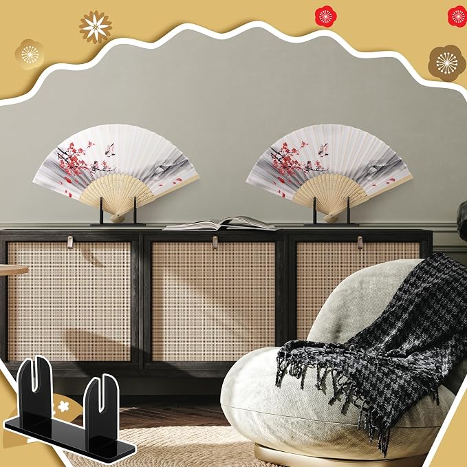 Roowest 4 Pcs Acrylic Fan Display Stand Folding Japanese Chinese Hand Fan Stand - Image 6