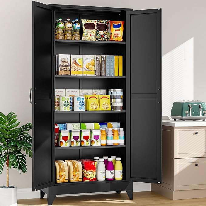 SISESOL 75" Tall Pantry Cabinet, Farmhouse Kitchen Pantry Storage Cabinets - Image 6