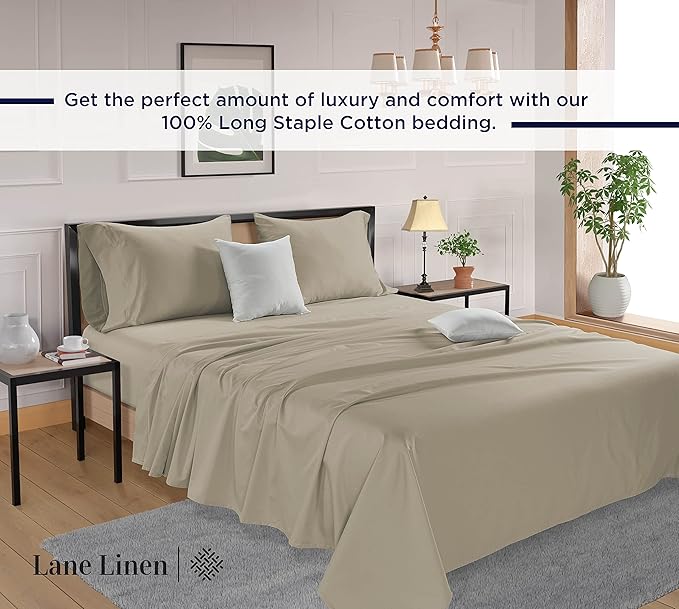 LANE LINEN 600 Thread Count 100% Mercerized Cotton California King Sheet Sets - Image 5