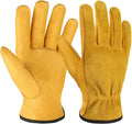 OZERO Leather Work Gloves Flex Grip Tough Cowhide Gardening Glove by OZERO%C2%AE